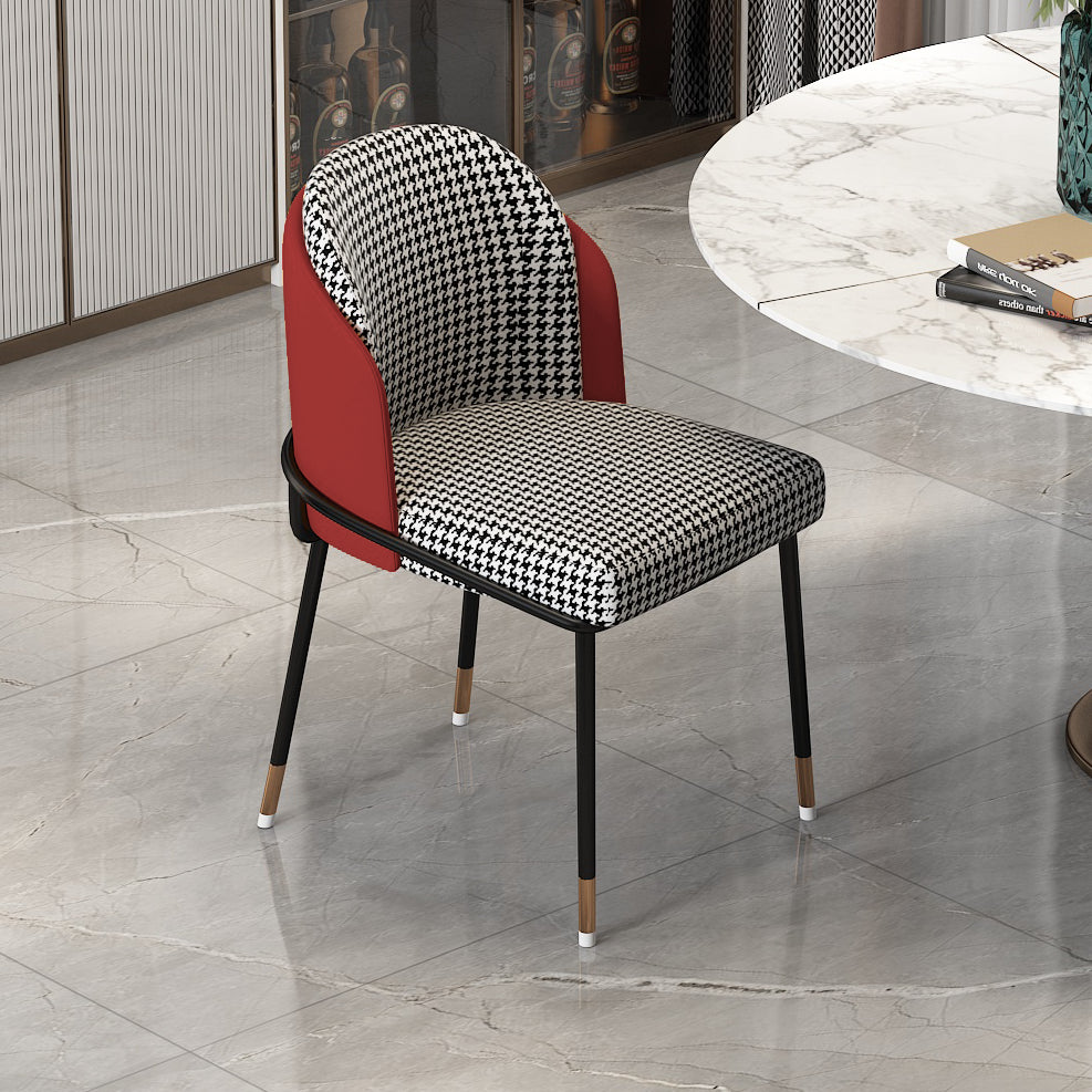 Sillas sin brazos de comedor de metal Glam, sillas tapizadas de comedor para restaurante
