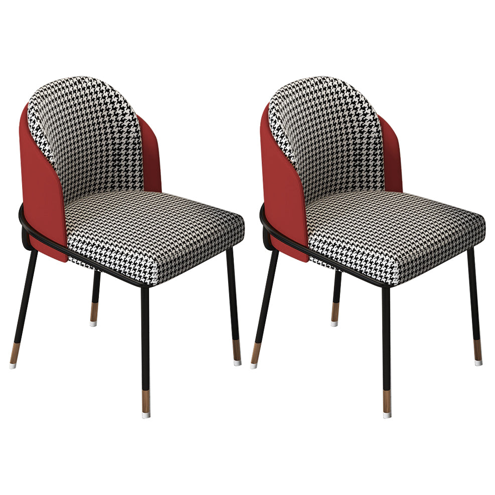 Sillas sin brazos de comedor de metal Glam, sillas tapizadas de comedor para restaurante
