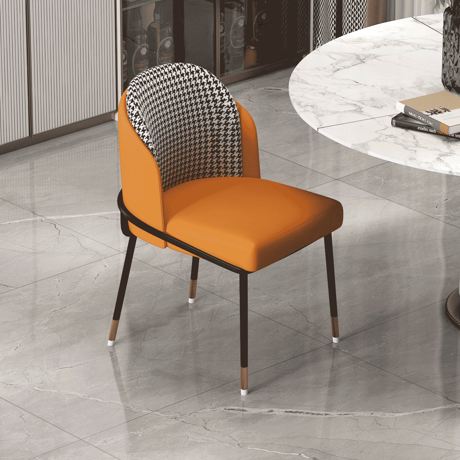 Chaises sans bras de salle à manger en métal Glam, chaises de salle à manger rembourrées pour restaurant