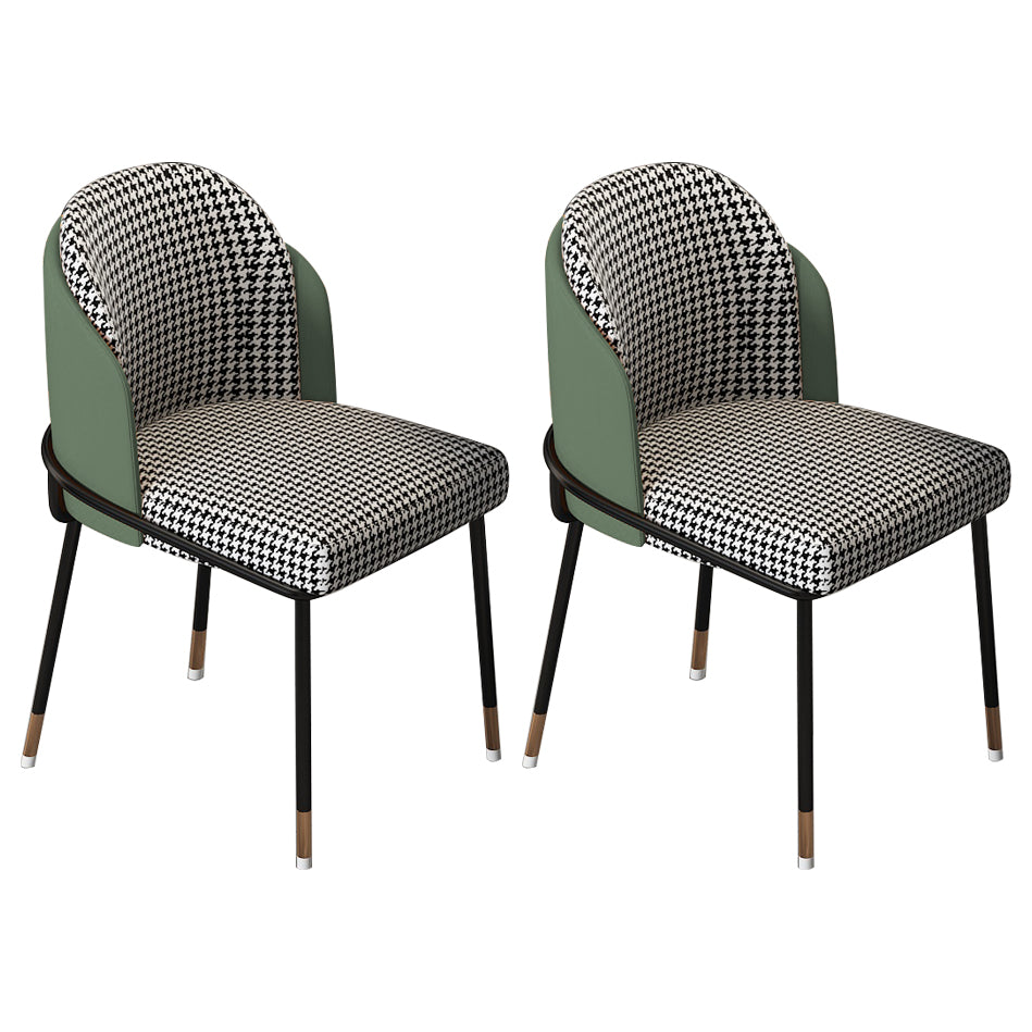 Sillas sin brazos de comedor de metal Glam, sillas tapizadas de comedor para restaurante