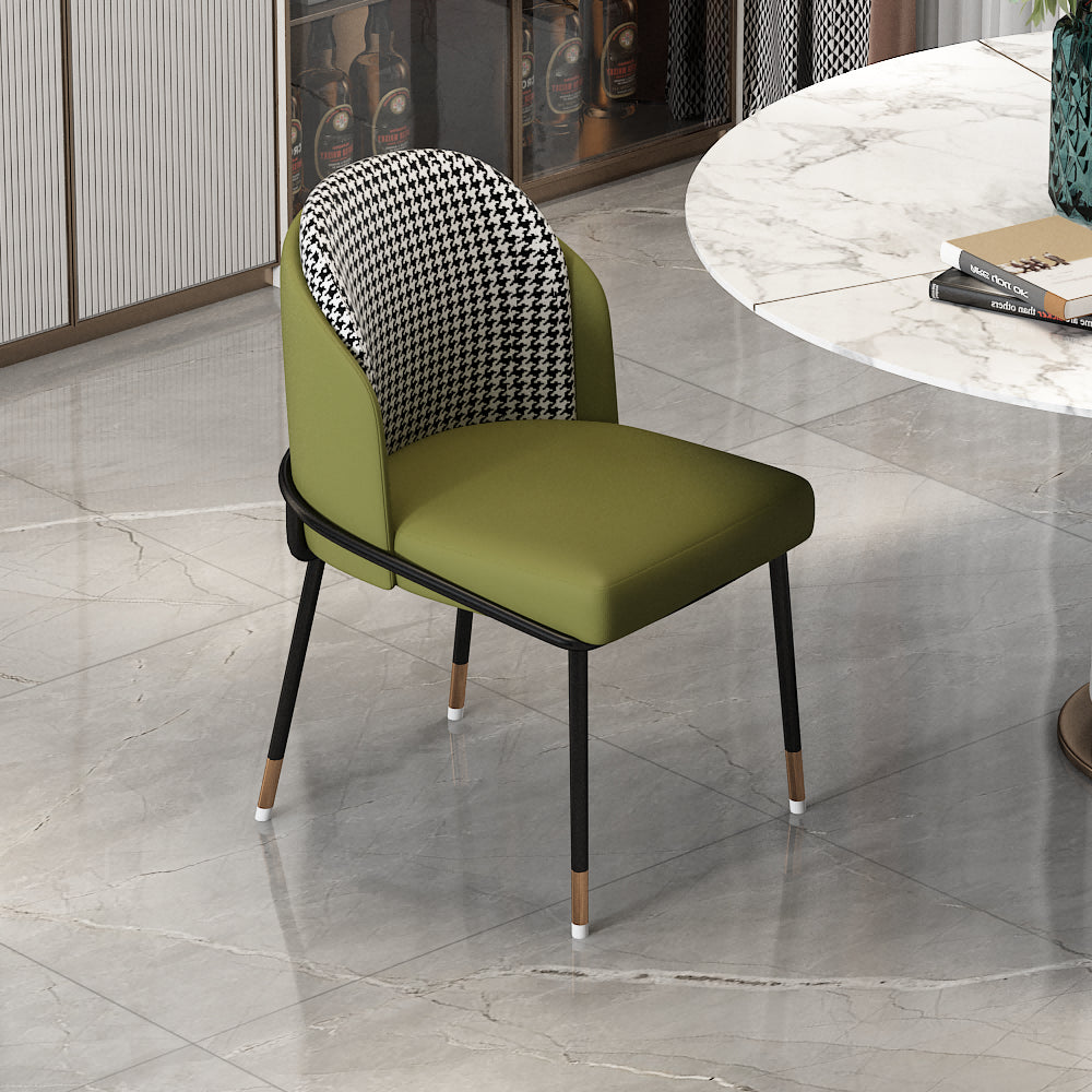 Sillas sin brazos de comedor de metal Glam, sillas tapizadas de comedor para restaurante