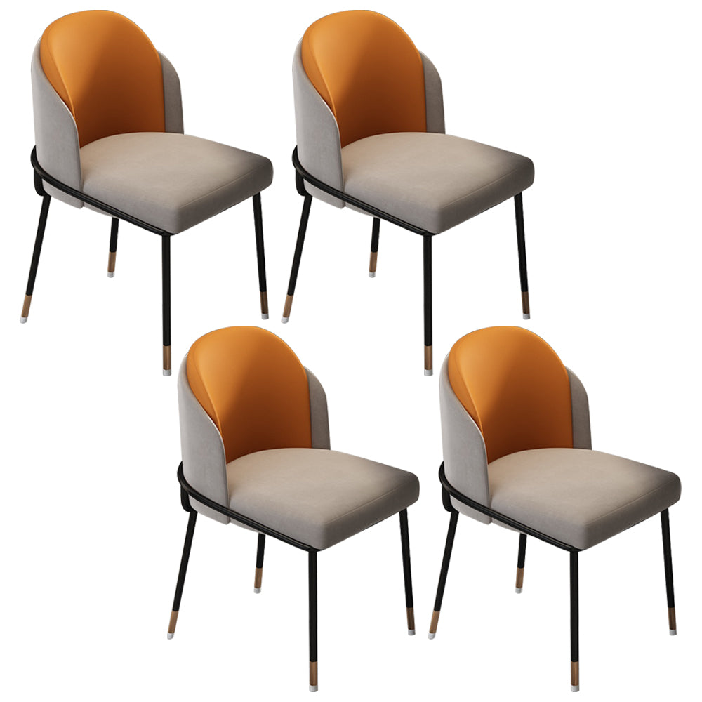 Sillas sin brazos de comedor de metal Glam, sillas tapizadas de comedor para restaurante
