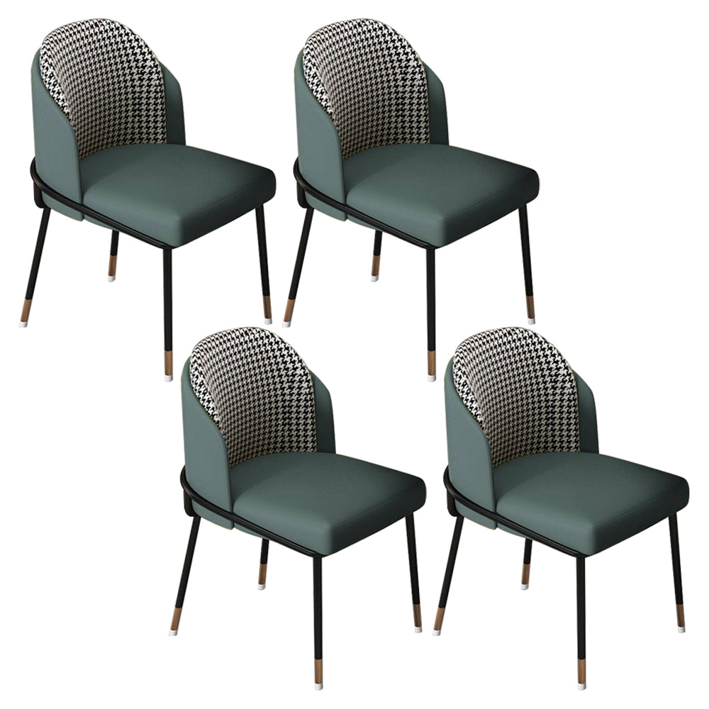Sillas sin brazos de comedor de metal Glam, sillas tapizadas de comedor para restaurante