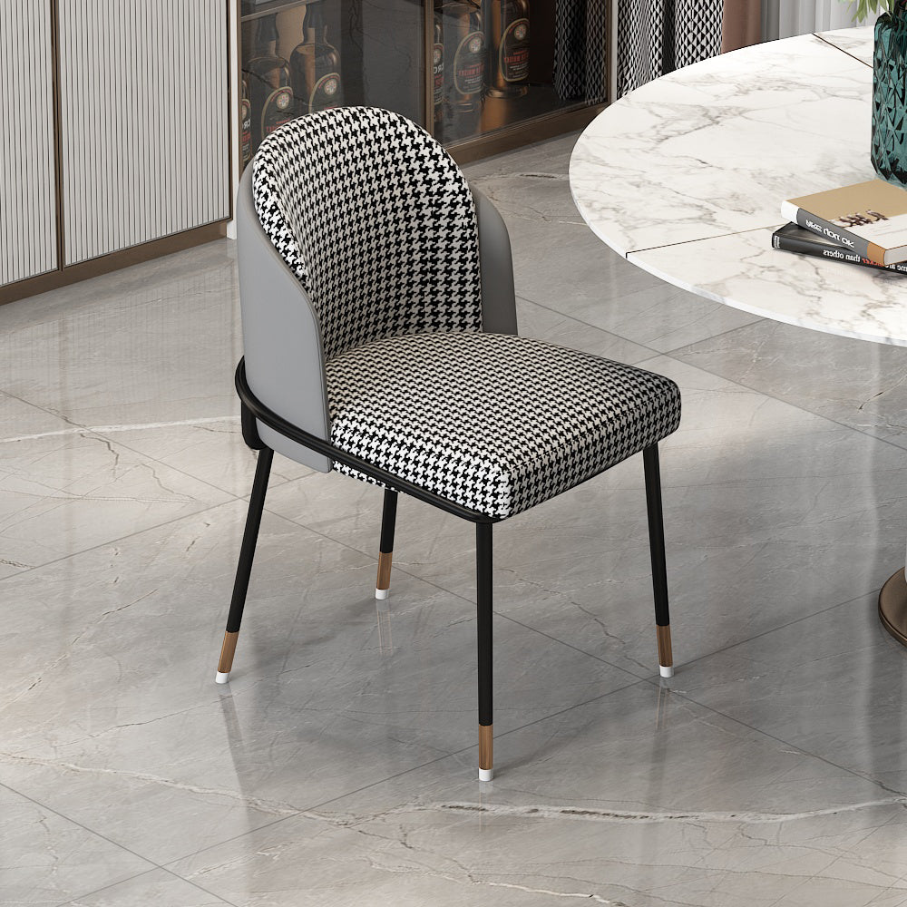 Sillas sin brazos de comedor de metal Glam, sillas tapizadas de comedor para restaurante