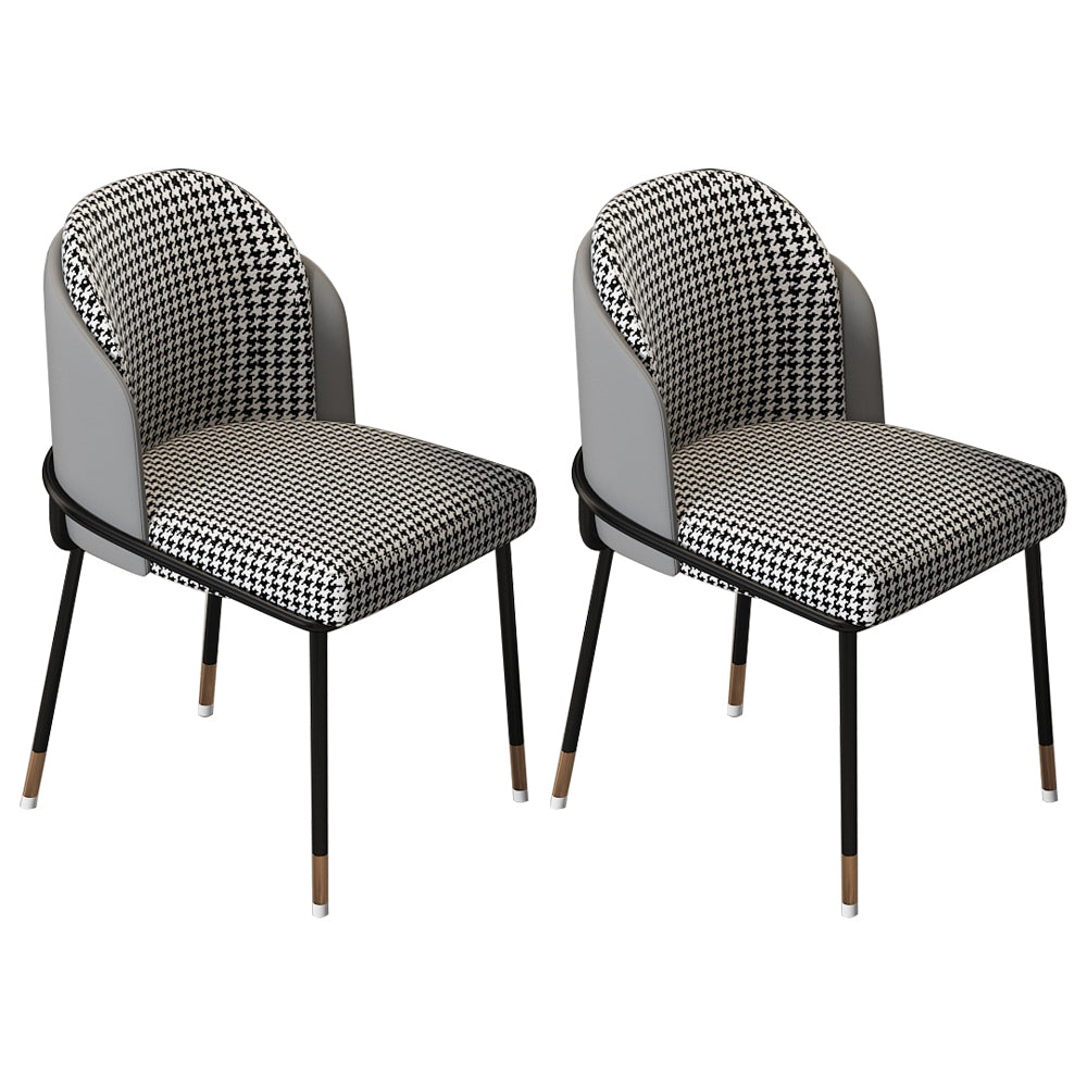Sillas sin brazos de comedor de metal Glam, sillas tapizadas de comedor para restaurante