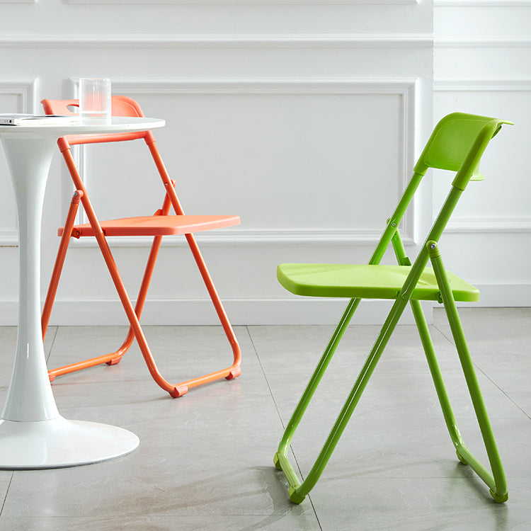 Silla de metal moderna para interiores y exteriores, silla lateral de comedor plegable con respaldo abierto y sin brazos
