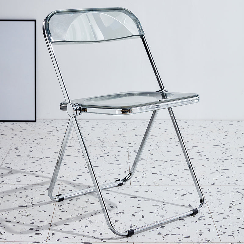 Chaise sans bras de salle à manger contemporaine en métal, chaise latérale de salle à manger simple à dossier ouvert