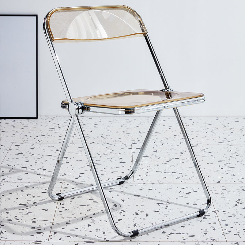 Chaise sans bras de salle à manger contemporaine en métal, chaise latérale de salle à manger simple à dossier ouvert