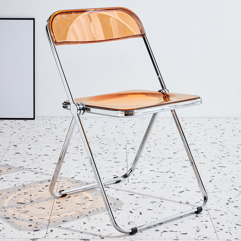 Chaise sans bras de salle à manger contemporaine en métal, chaise latérale de salle à manger simple à dossier ouvert