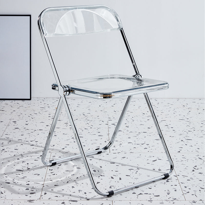 Chaise sans bras de salle à manger contemporaine en métal, chaise latérale de salle à manger simple à dossier ouvert