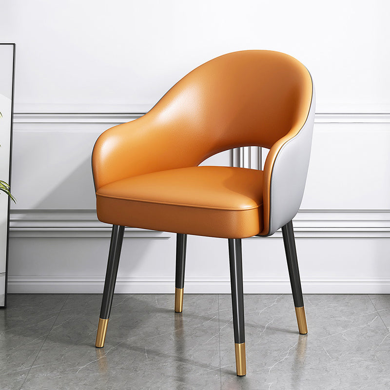 Chaise de salle à manger en métal Glam, chaise latérale de salle à manger simple à dossier ouvert pour Restaurant
