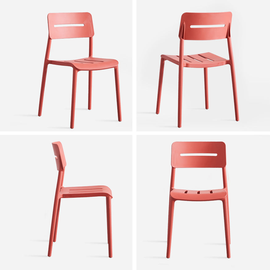 Chaises de salle à manger en plastique de style moderne, chaise latérale empilable à dossier ouvert pour la cuisine