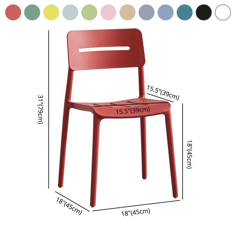 Chaises de salle à manger en plastique de style moderne, chaise latérale empilable à dossier ouvert pour la cuisine