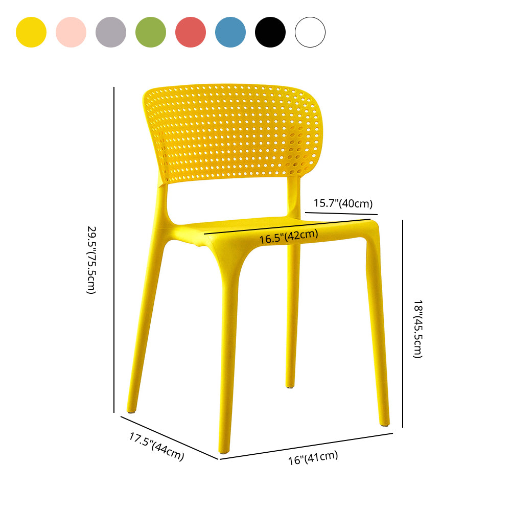 Chaises de salle à manger en plastique de style moderne, chaise de salle à manger empilable à dossier ouvert pour la cuisine