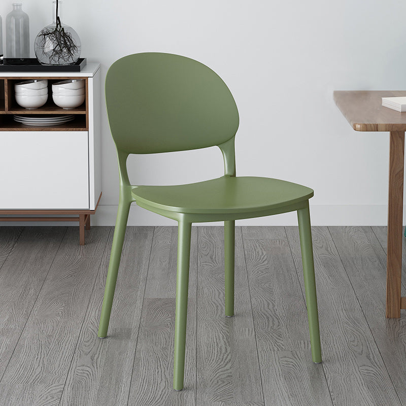 Chaises de salle à manger en plastique de style contemporain, chaise empilable à dossier ouvert pour la cuisine