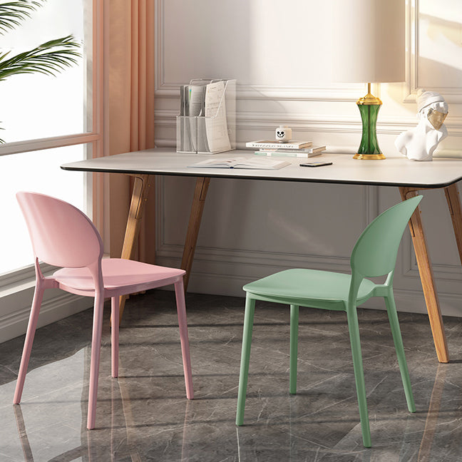 Chaises de salle à manger en plastique de style contemporain, chaise empilable à dossier ouvert pour la cuisine