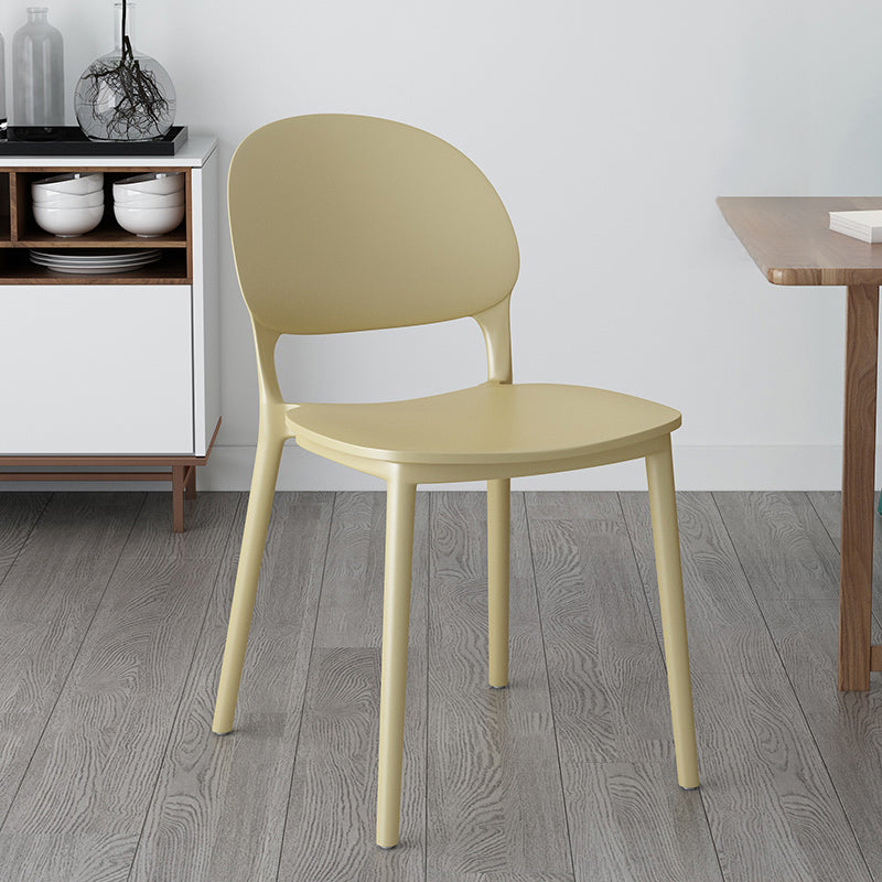 Chaises de salle à manger en plastique de style contemporain, chaise empilable à dossier ouvert pour la cuisine