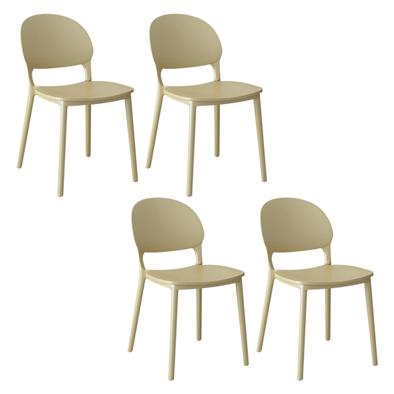 Chaises de salle à manger en plastique de style contemporain, chaise empilable à dossier ouvert pour la cuisine