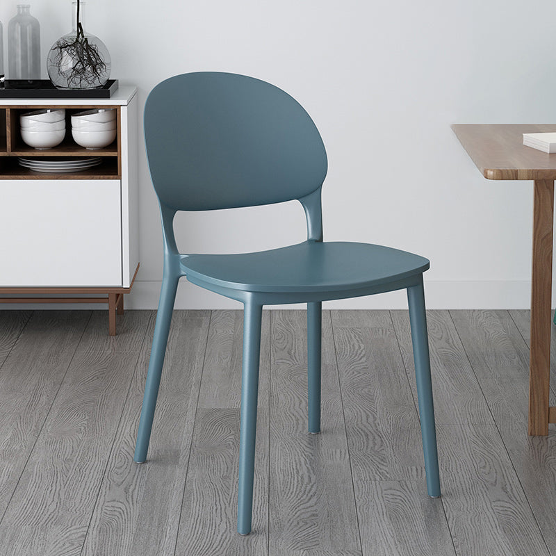 Chaises de salle à manger en plastique de style contemporain, chaise empilable à dossier ouvert pour la cuisine