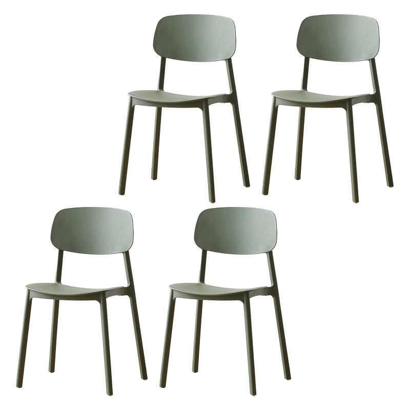 Chaises de salle à manger scandinaves sans accoudoirs Chaise d'appoint à dossier ouvert en plastique (Ensemble de 4)