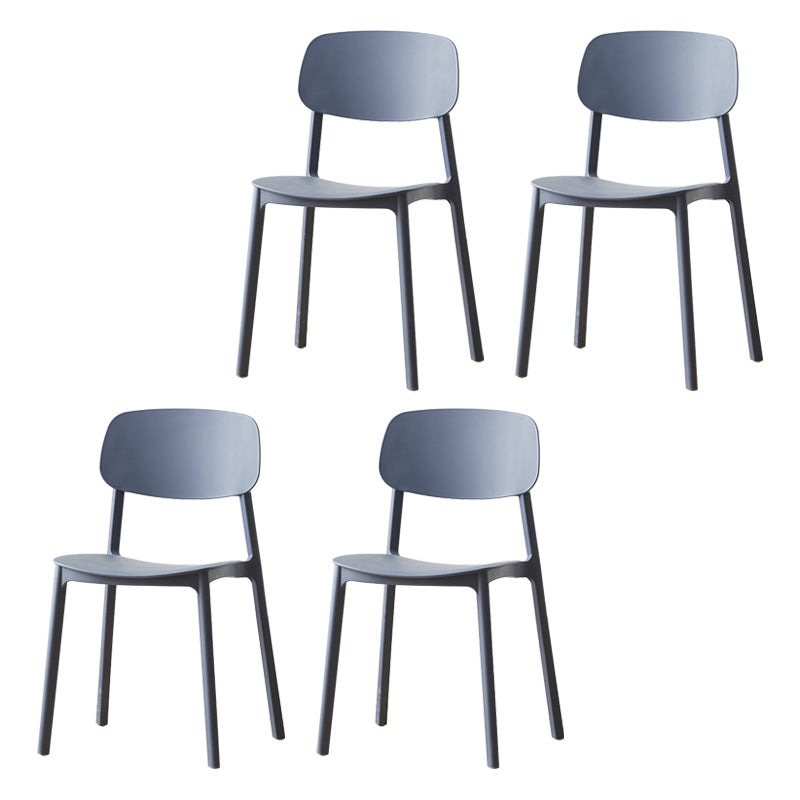 Chaises de salle à manger scandinaves sans accoudoirs Chaise d'appoint à dossier ouvert en plastique (Ensemble de 4)