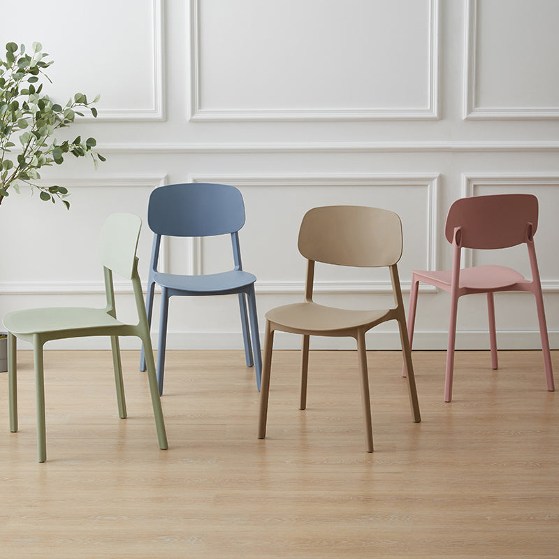Chaises de salle à manger scandinaves sans accoudoirs Chaise d'appoint à dossier ouvert en plastique (Ensemble de 4)