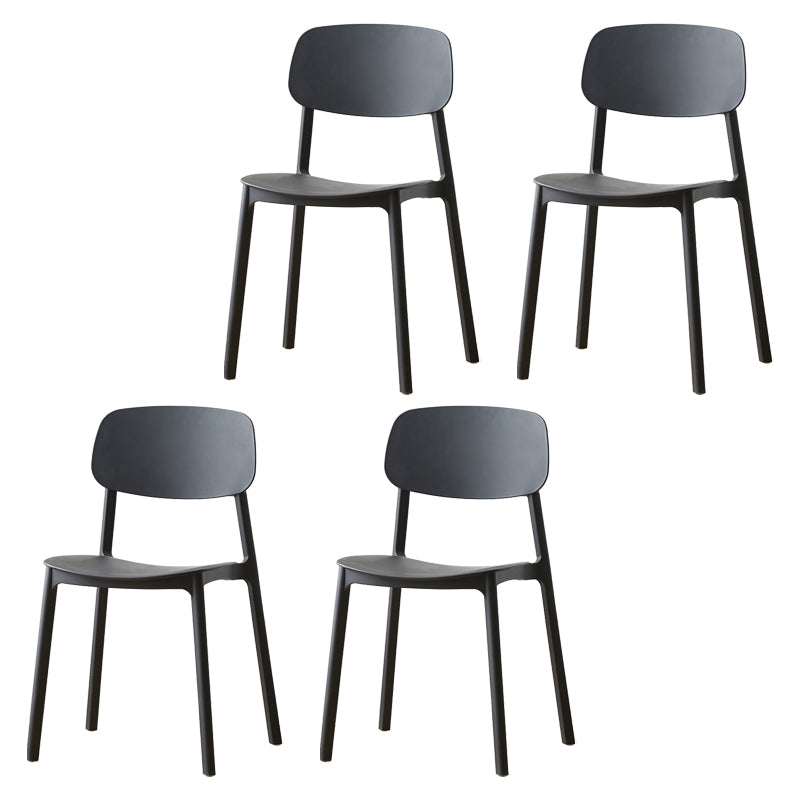 Chaises de salle à manger scandinaves sans accoudoirs Chaise d'appoint à dossier ouvert en plastique (Ensemble de 4)