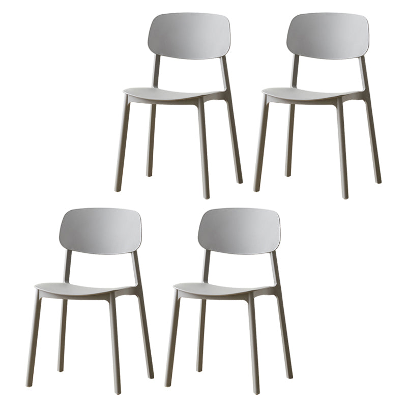 Chaises de salle à manger scandinaves sans accoudoirs Chaise d'appoint à dossier ouvert en plastique (Ensemble de 4)