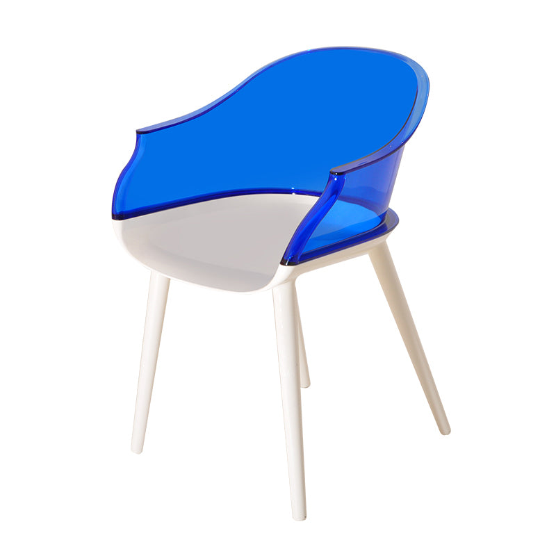 Scandinavian Style Plastic Chair Kitchen Solid Back Single Dining Arm Chair