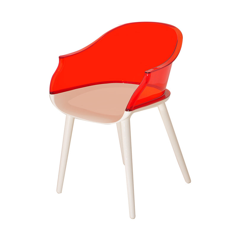 Scandinavian Style Plastic Chair Kitchen Solid Back Single Dining Arm Chair