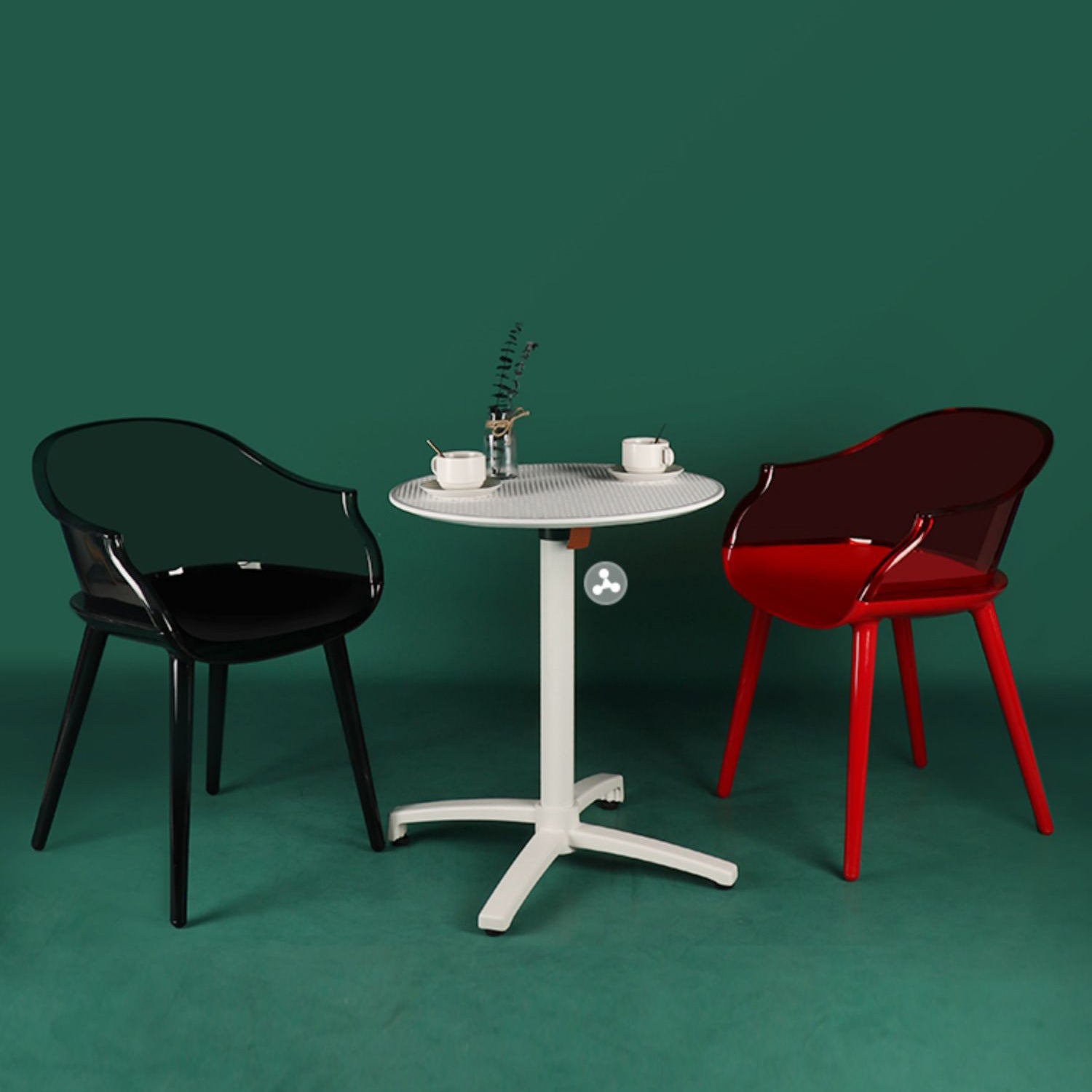 Scandinavian Style Plastic Chair Kitchen Solid Back Single Dining Arm Chair