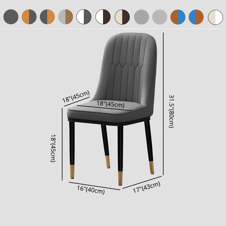 Juego de sillas de metal de estilo escandinavo, sillas laterales de comedor con respaldo sólido de cocina