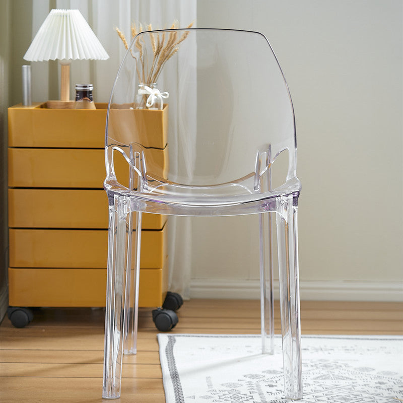 Silla de plástico de estilo escandinavo, respaldo sólido de cocina, sillas laterales de comedor