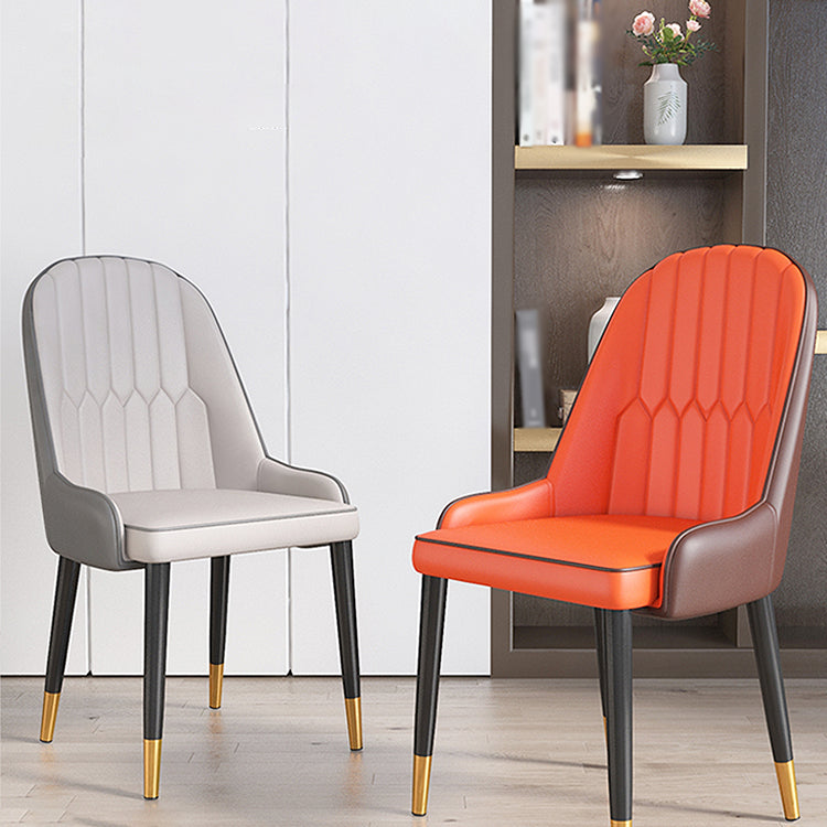 Inicio Sillón escandinavo Silla de comedor tapizada con respaldo Parsons de metal