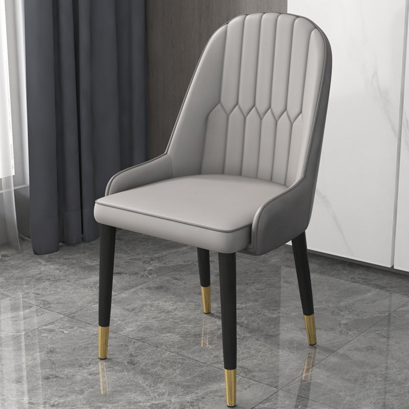 Inicio Sillón escandinavo Silla de comedor tapizada con respaldo Parsons de metal