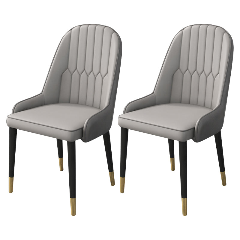 Inicio Sillón escandinavo Silla de comedor tapizada con respaldo Parsons de metal