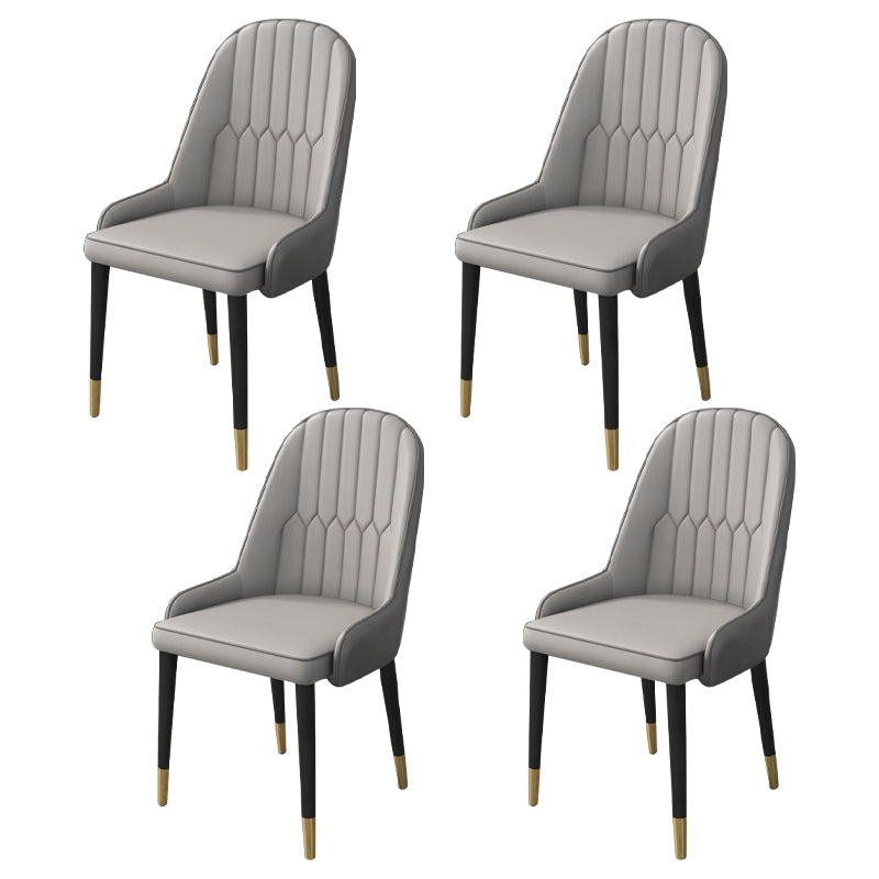 Inicio Sillón escandinavo Silla de comedor tapizada con respaldo Parsons de metal