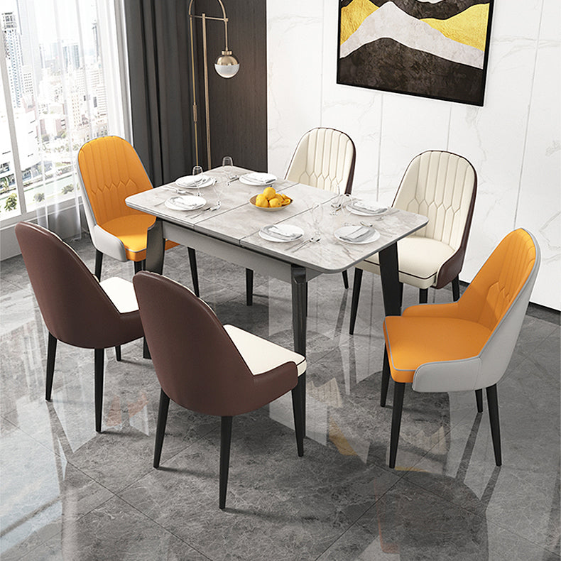 Inicio Sillón escandinavo Silla de comedor tapizada con respaldo Parsons de metal