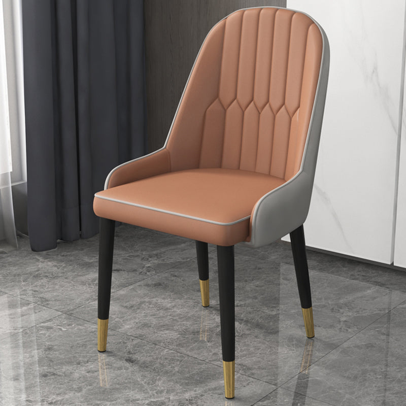 Accueil Fauteuil scandinave Chaise de salle à manger rembourrée en métal avec dossier Parsons