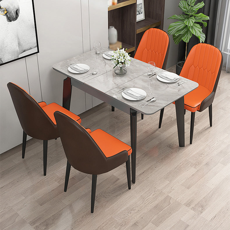 Inicio Sillón escandinavo Silla de comedor tapizada con respaldo Parsons de metal
