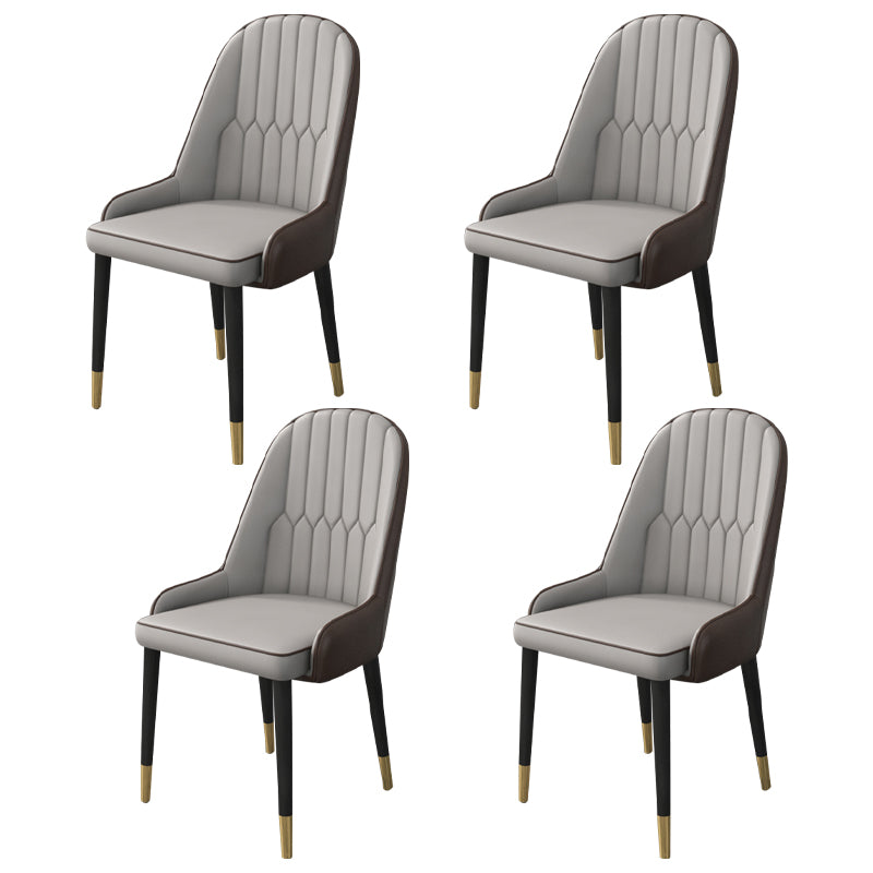 Inicio Sillón escandinavo Silla de comedor tapizada con respaldo Parsons de metal