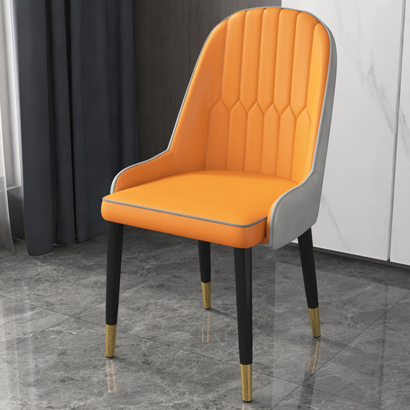 Accueil Fauteuil scandinave Chaise de salle à manger rembourrée en métal avec dossier Parsons