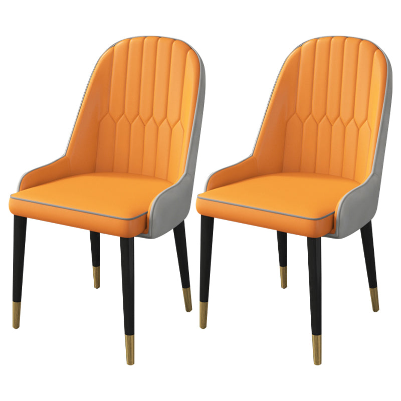 Inicio Sillón escandinavo Silla de comedor tapizada con respaldo Parsons de metal