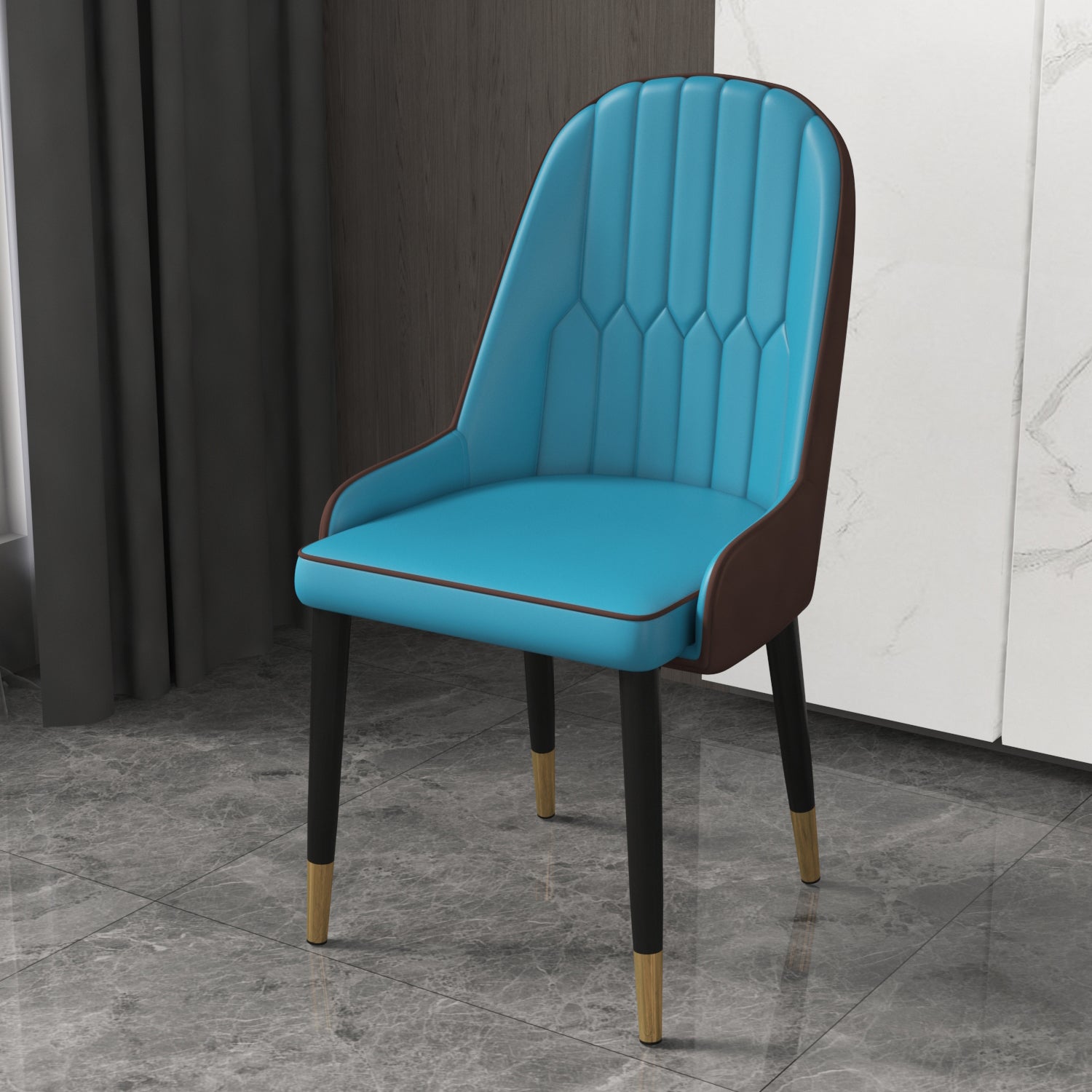 Inicio Sillón escandinavo Silla de comedor tapizada con respaldo Parsons de metal