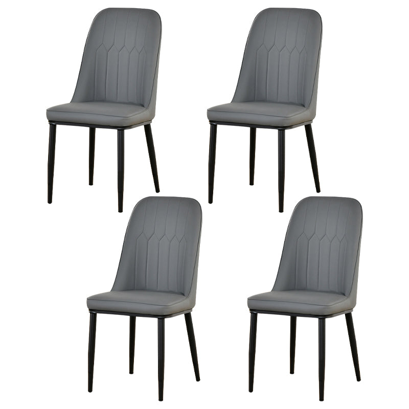 Juego de sillas de metal escandinavo, silla auxiliar de comedor con respaldo sólido de cocina (juego de 4)