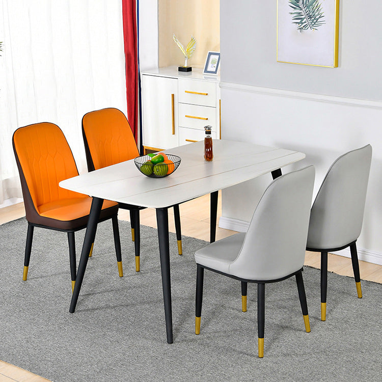 Juego de sillas de metal escandinavo, silla auxiliar de comedor con respaldo sólido de cocina (juego de 4)