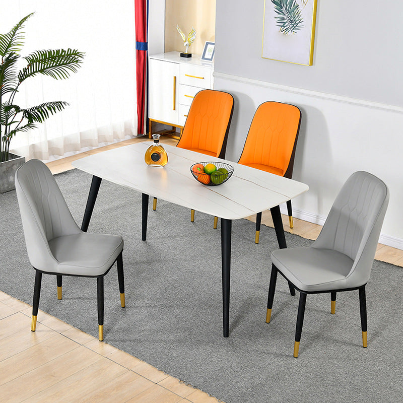 Juego de sillas de metal escandinavo, silla auxiliar de comedor con respaldo sólido de cocina (juego de 4)