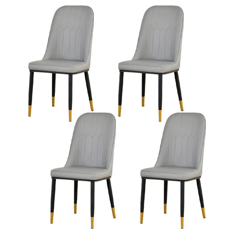 Juego de sillas de metal escandinavo, silla auxiliar de comedor con respaldo sólido de cocina (juego de 4)