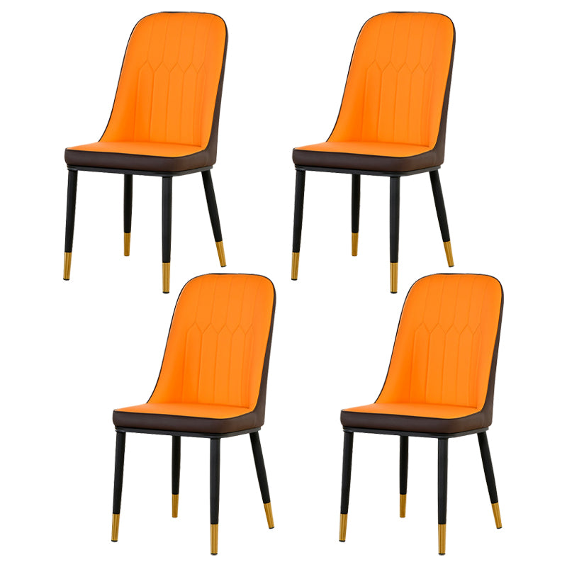 Juego de sillas de metal escandinavo, silla auxiliar de comedor con respaldo sólido de cocina (juego de 4)