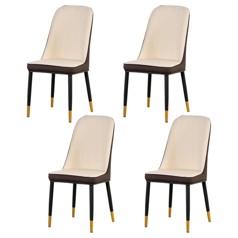Juego de sillas de metal escandinavo, silla auxiliar de comedor con respaldo sólido de cocina (juego de 4)